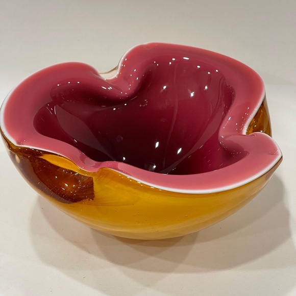 RARE Alfredo Barbini Glass Ashtray Bowl Geode Style Murano Italy VTG 1950's MCM